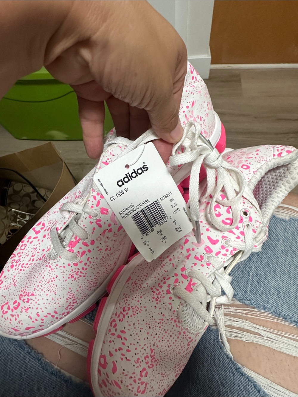 adidas Women's CC Ride W Sneakers in White and Pink Speckle